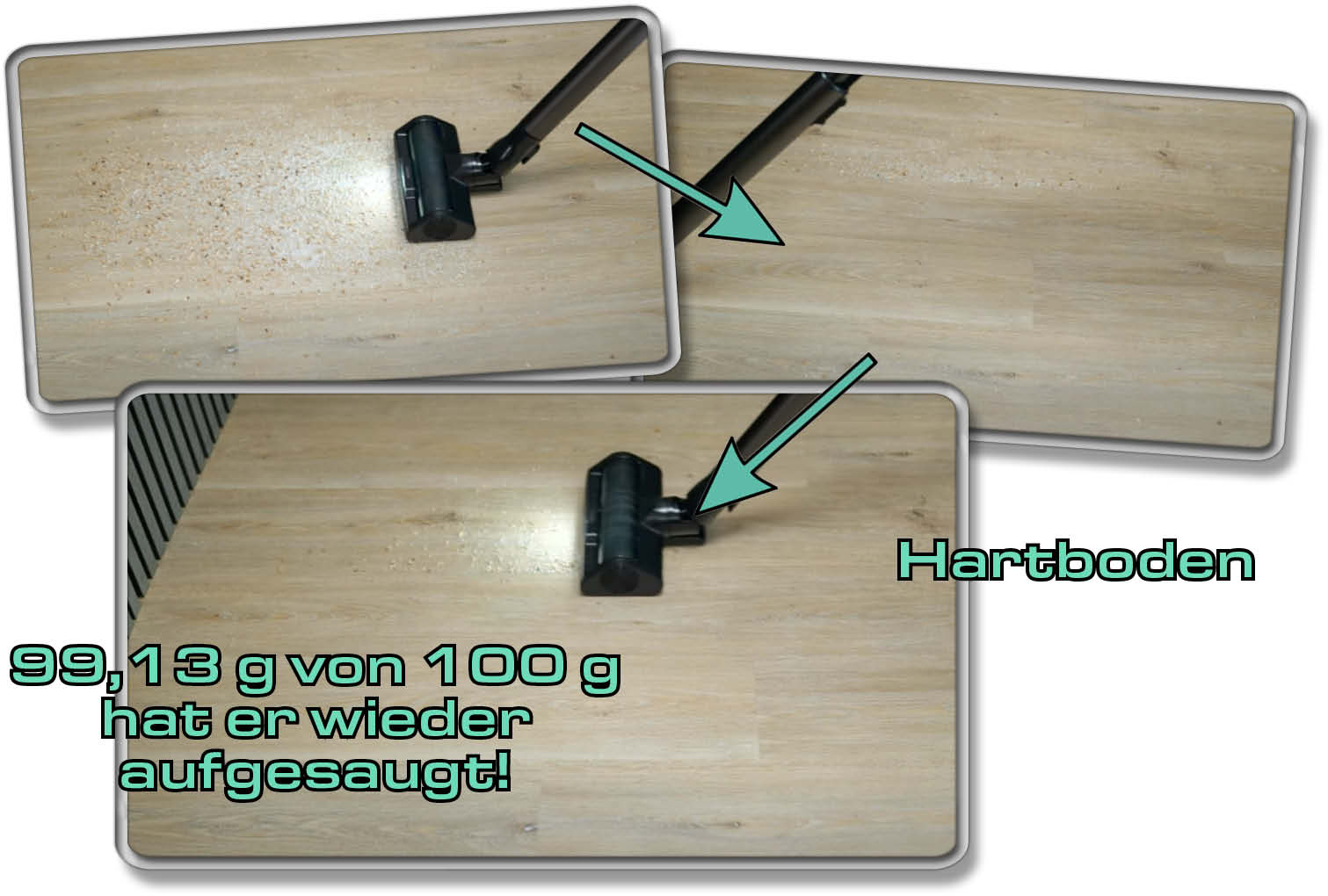 Samsung Bespoke Jet AI - Die gemessene Saugleistung auf Hartboden