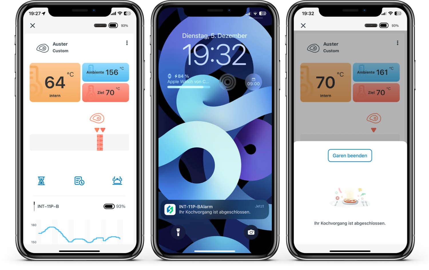 Sobald der Garvorgang beendet ist, meldet sich die App via Push-Benachrichtigung