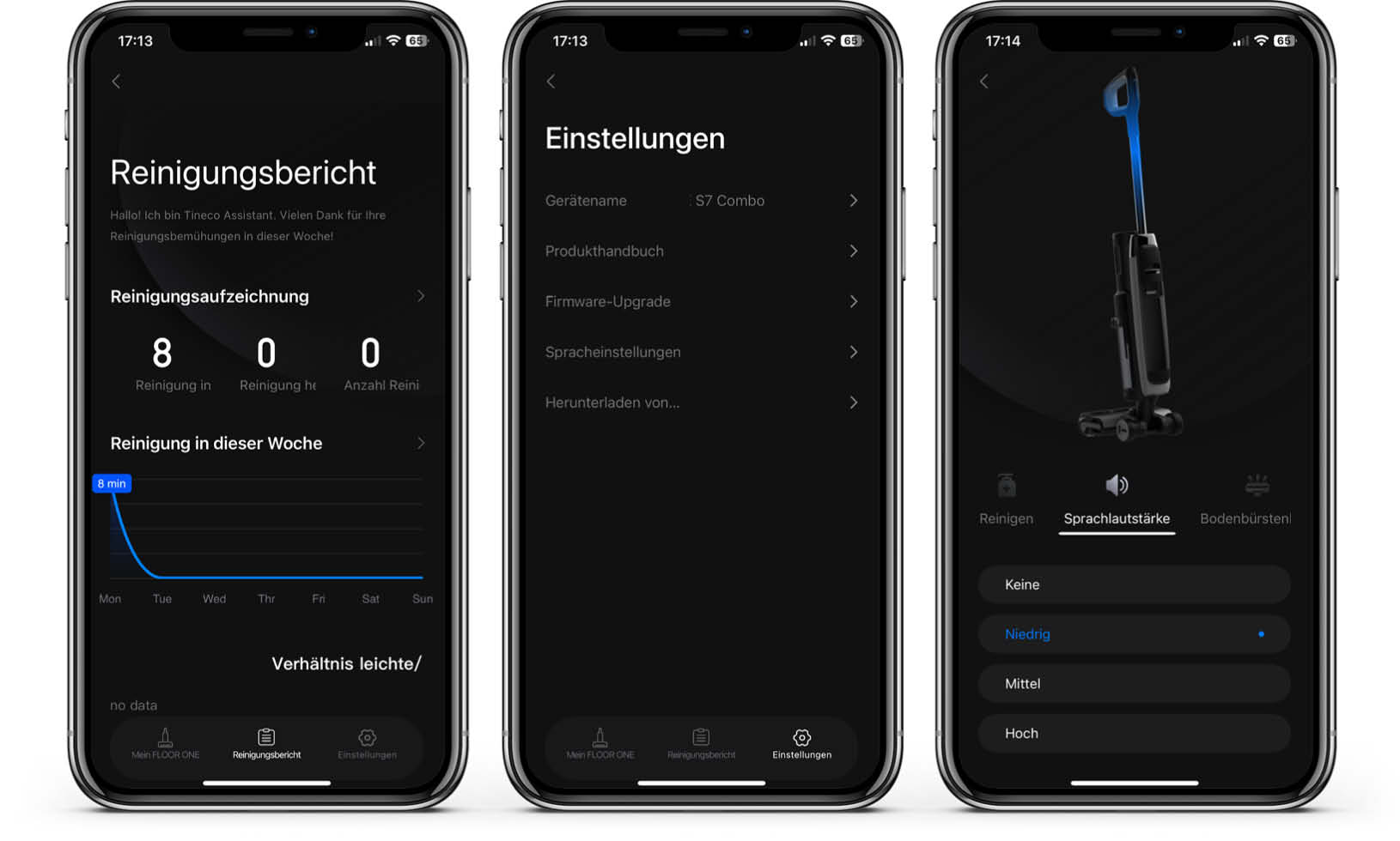 Tineco Floor One S7 Combo - App - Einstellungen
