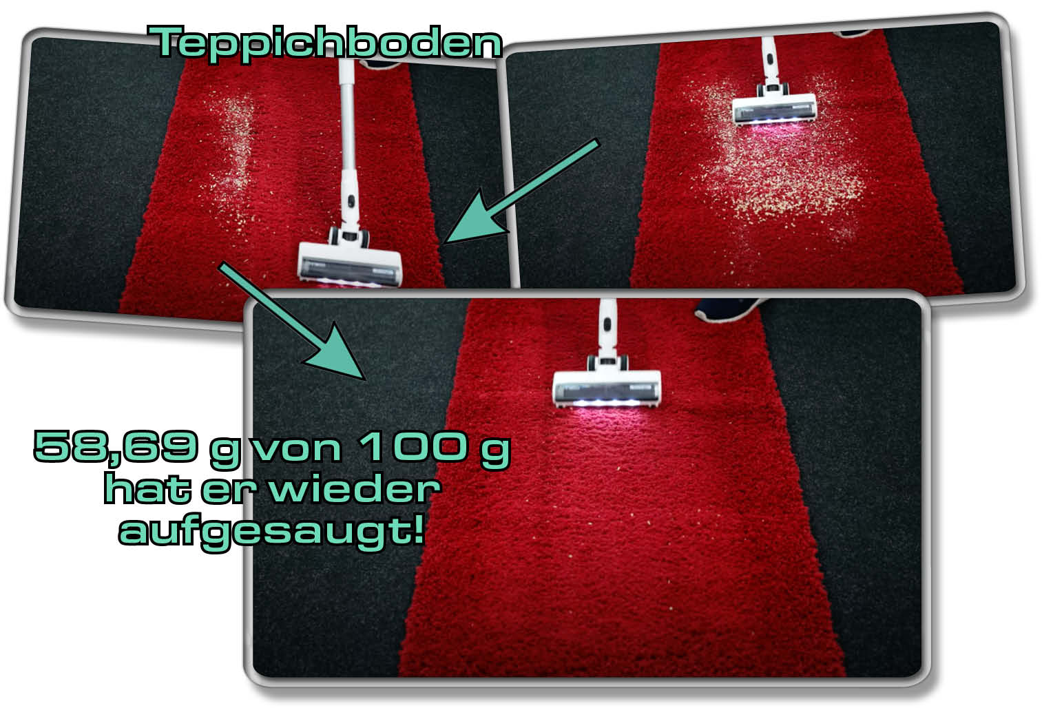 Tineco Floor One S7 Combo - Die gemessen Saugleistung auf Teppichboden