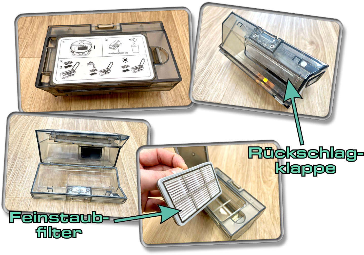 Der Staubbehälter des Ultenic MC1 ist vollständig transparent und wird von der Station automatisch entleert