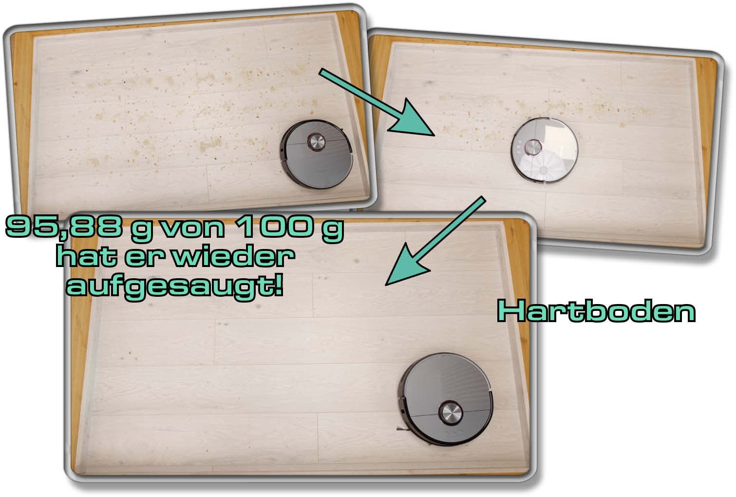 Ultenic MC1 - Die gemessene Saugleistung auf Hartboden