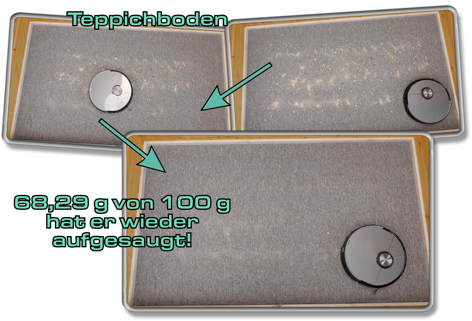 Ultenic MC1 - Die gemessene Saugleistung auf Teppich