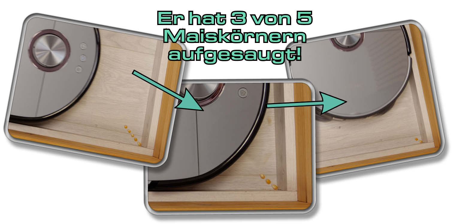 Ultenic MC1 - Die gemessene Saugleistung in Ecken