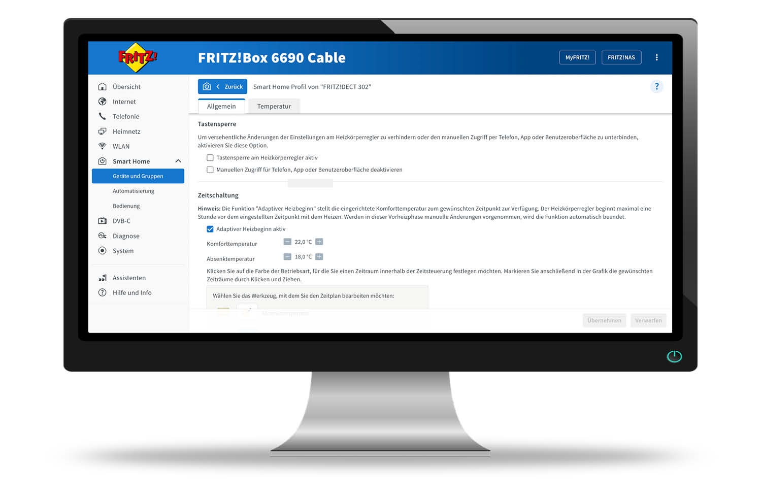AVM FRITZ!DECT 302 - Web-Ansicht - Tastensperre