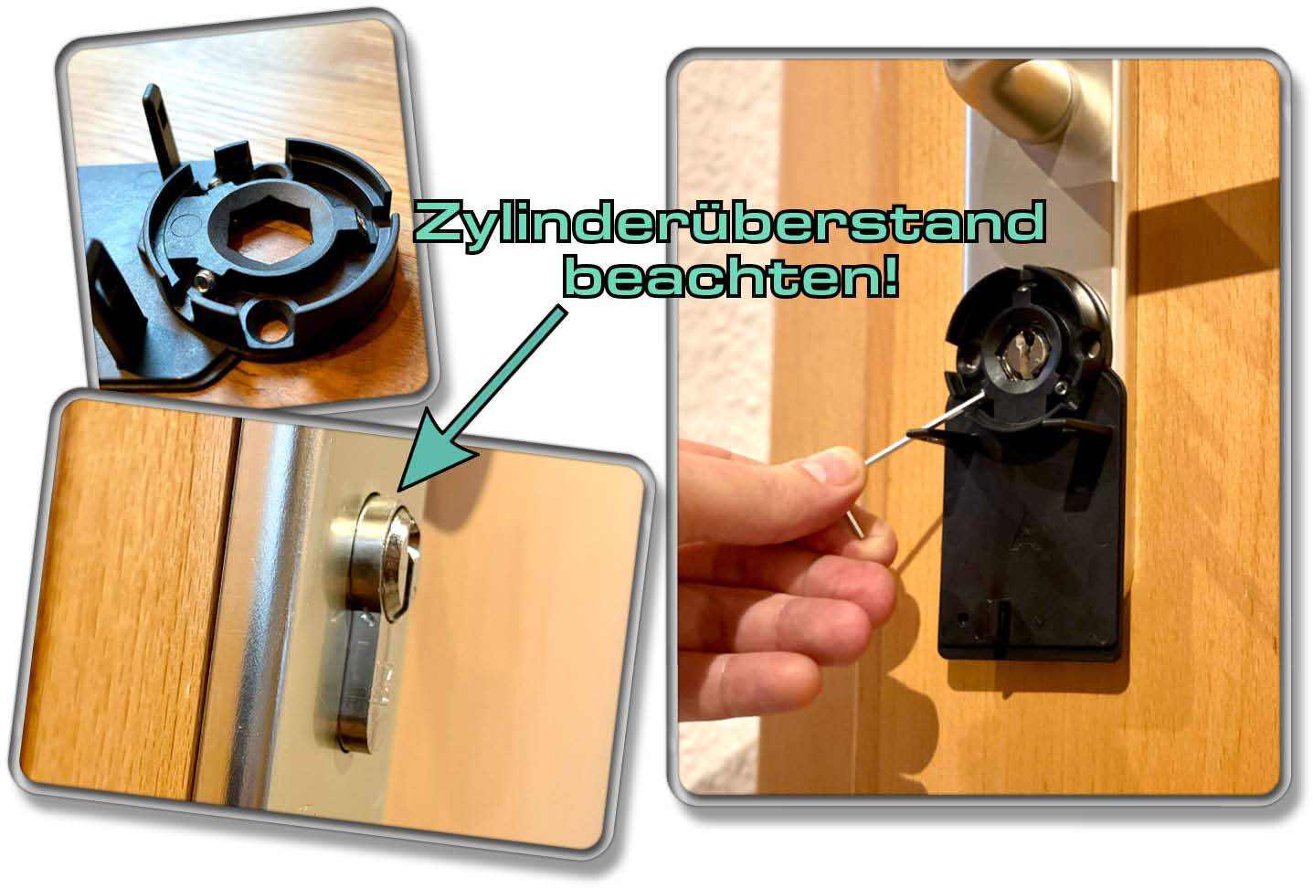 Bei passendem Zylinderüberstand empfehlen wir die Verschraubung der Grundplatte des Nuki Smart Lock 4.0 Pro