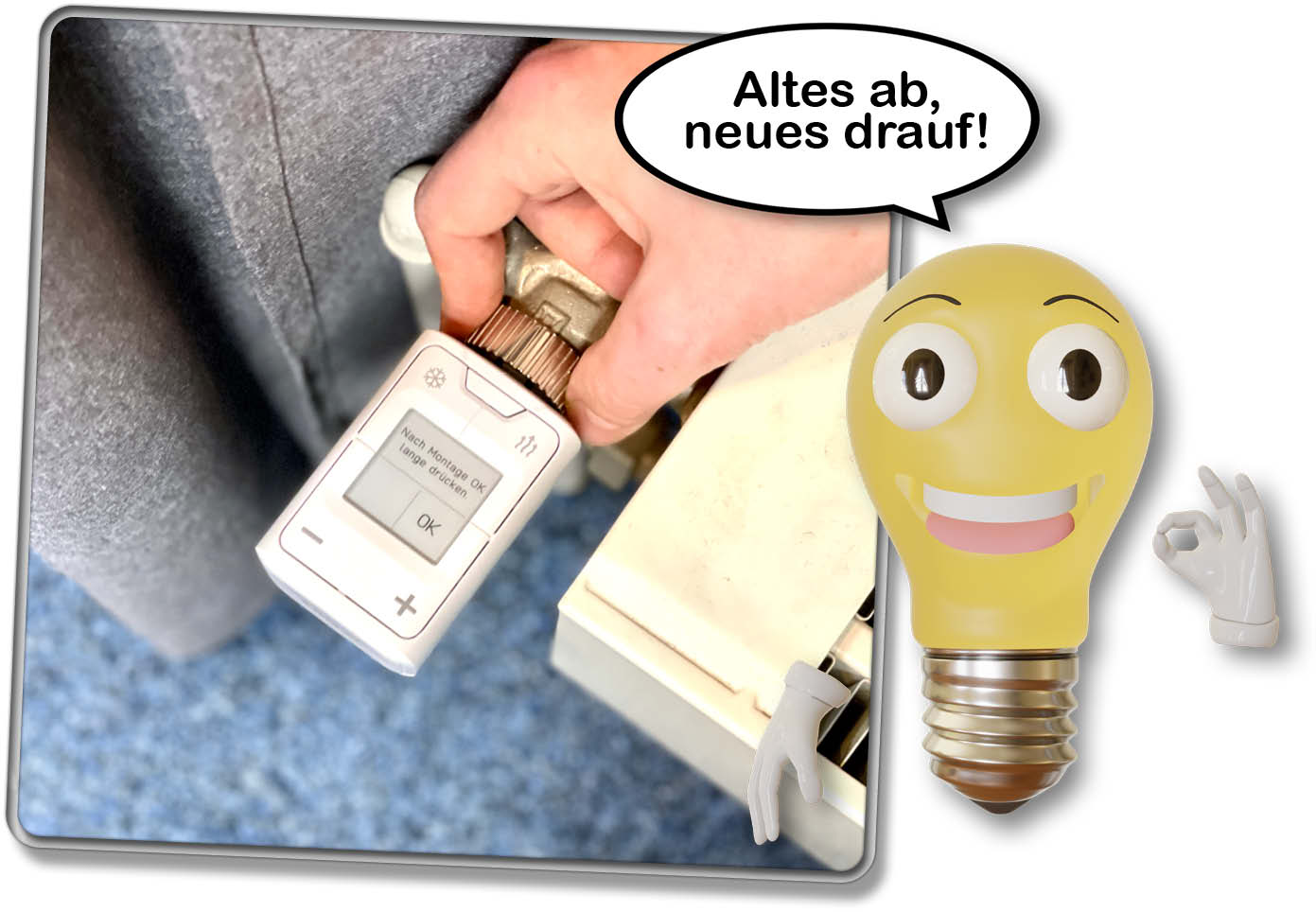 Das Thermostat lässt sich ohne Fachmann in Sekunden installieren und montieren