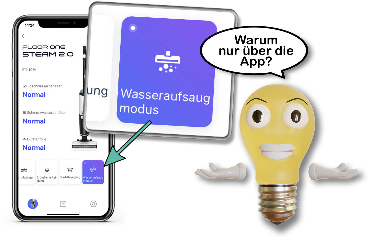 Der Nur-Saugen-Modus ist lediglich über die App abrufbar