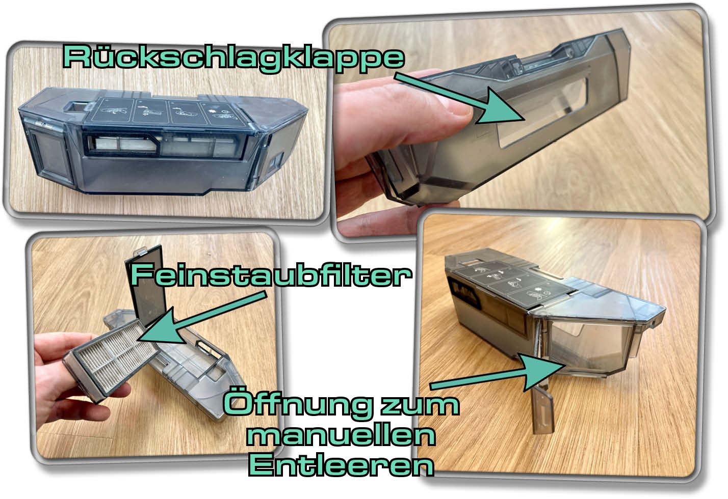 Der Staubbehälter des Dreame L10s Pro Ultra Heat beinhaltet einen Feinstaubfilter