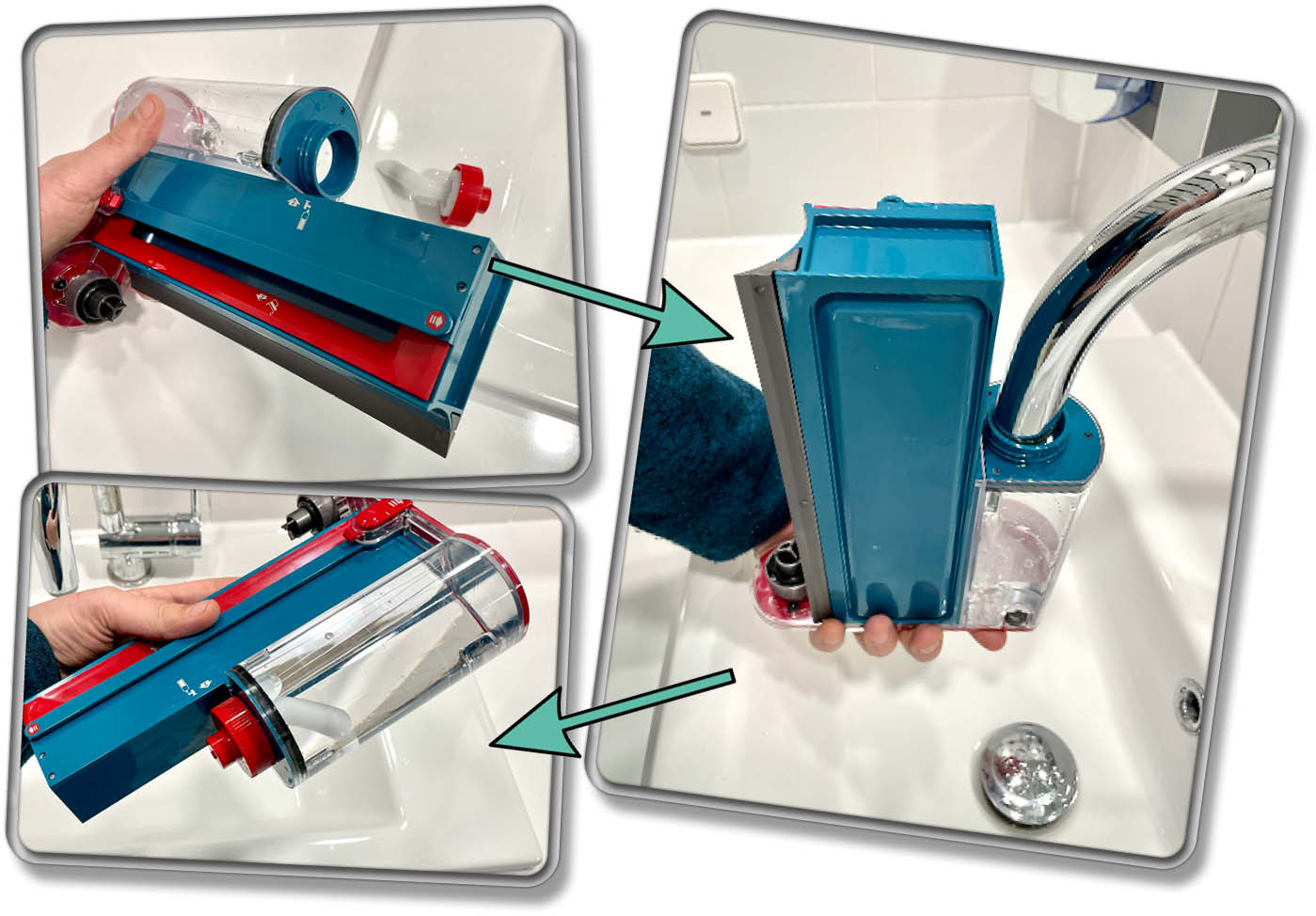 Der Wassertank des Submarine Wischaufsatzes muss von Hand gefüllt werden