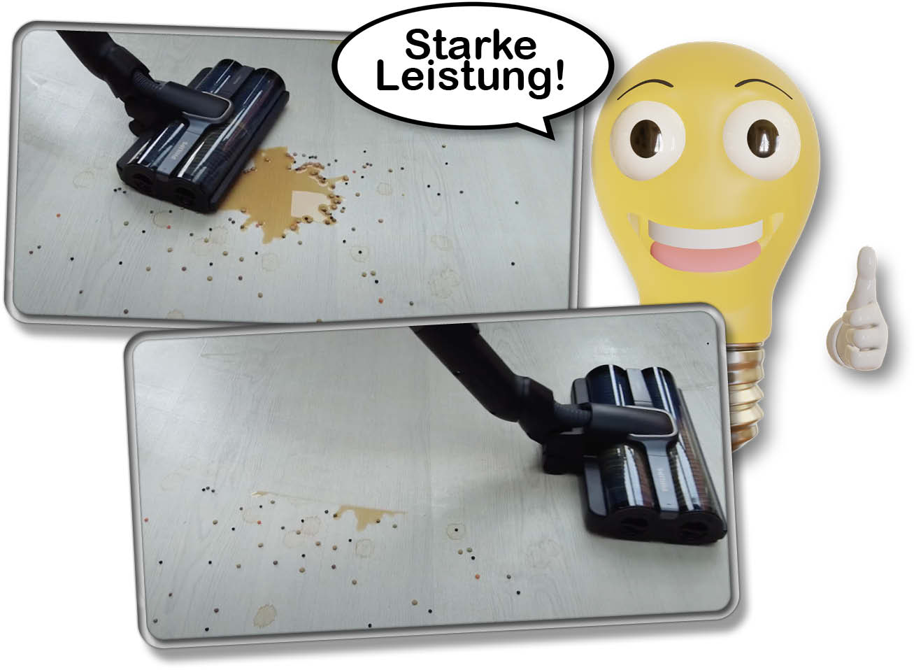 Die Leistung des Philips 9000 Series AquaTrio Cordless im Wischmodus ist hervorragend