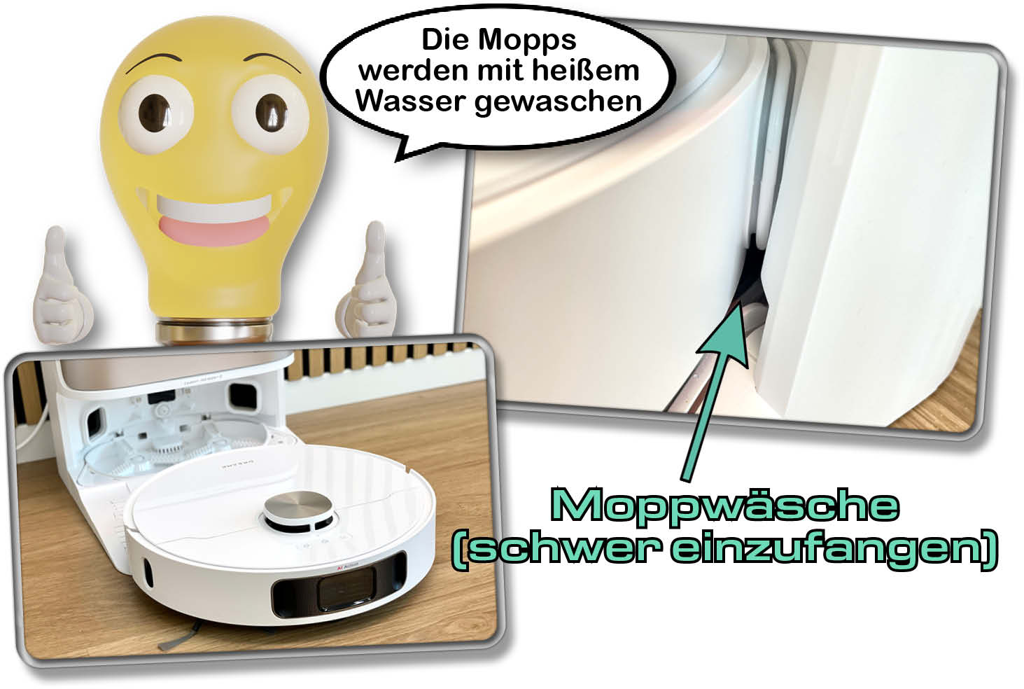 Die Moppwäsche der Station erfolgt mit heißem Wasser, was ein deutlicher Vorteil gegenüber dem Dreame L10s Ultra ist.
