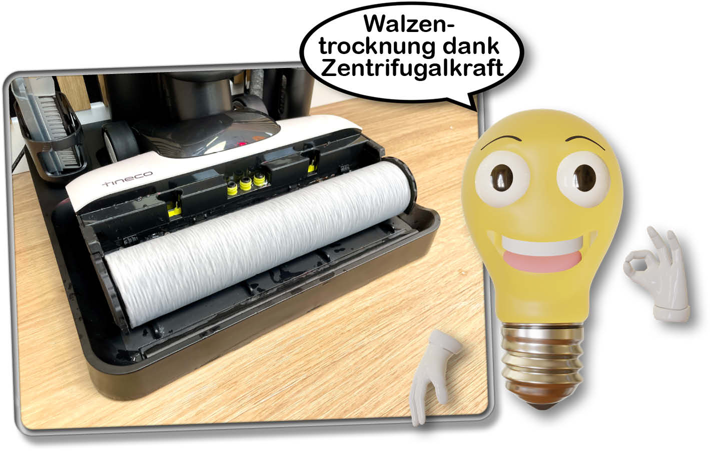 Die Walze wird nach jeder Reinigung durch Zentrifugalkraft gereinigt