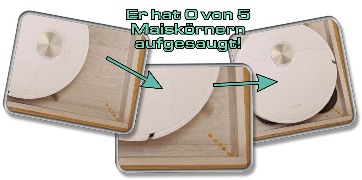 Dreame L10s Pro Ultra Heat - Die gemessene Saugleistung in Ecken