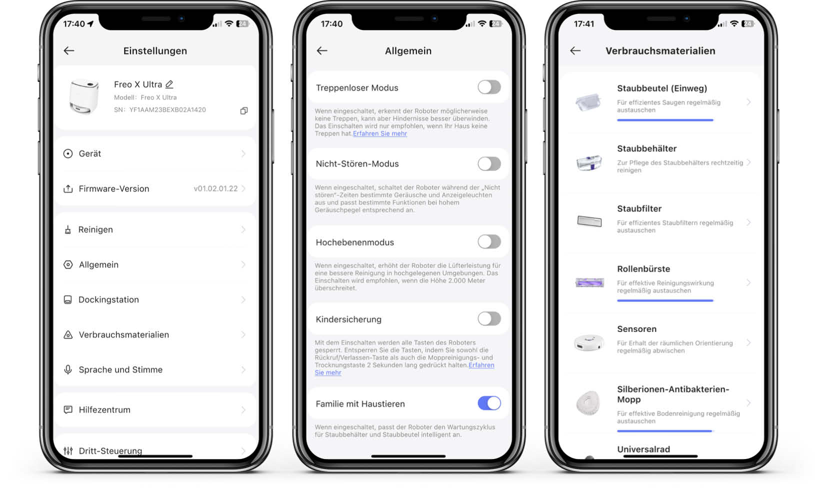 Narwal Freo X Ultra - App - Einstellungen