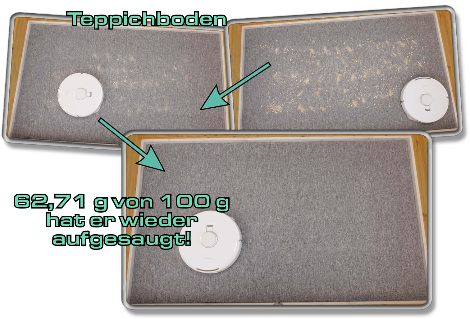 Narwal Freo X Ultra - Die gemessene Saugleistung auf Teppichboden