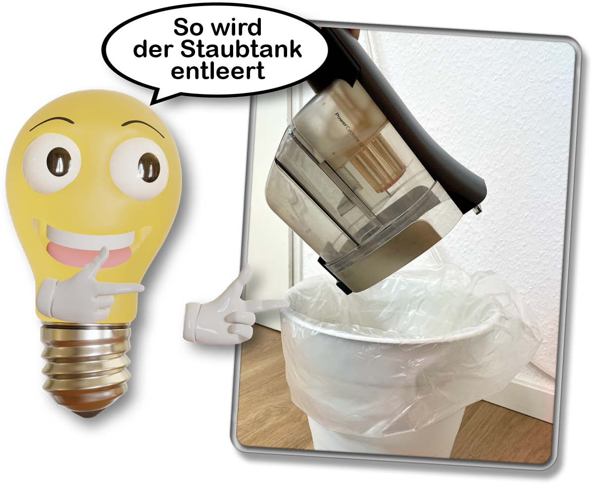 So wird der Staubtank des Akkusaugermoduls geleert