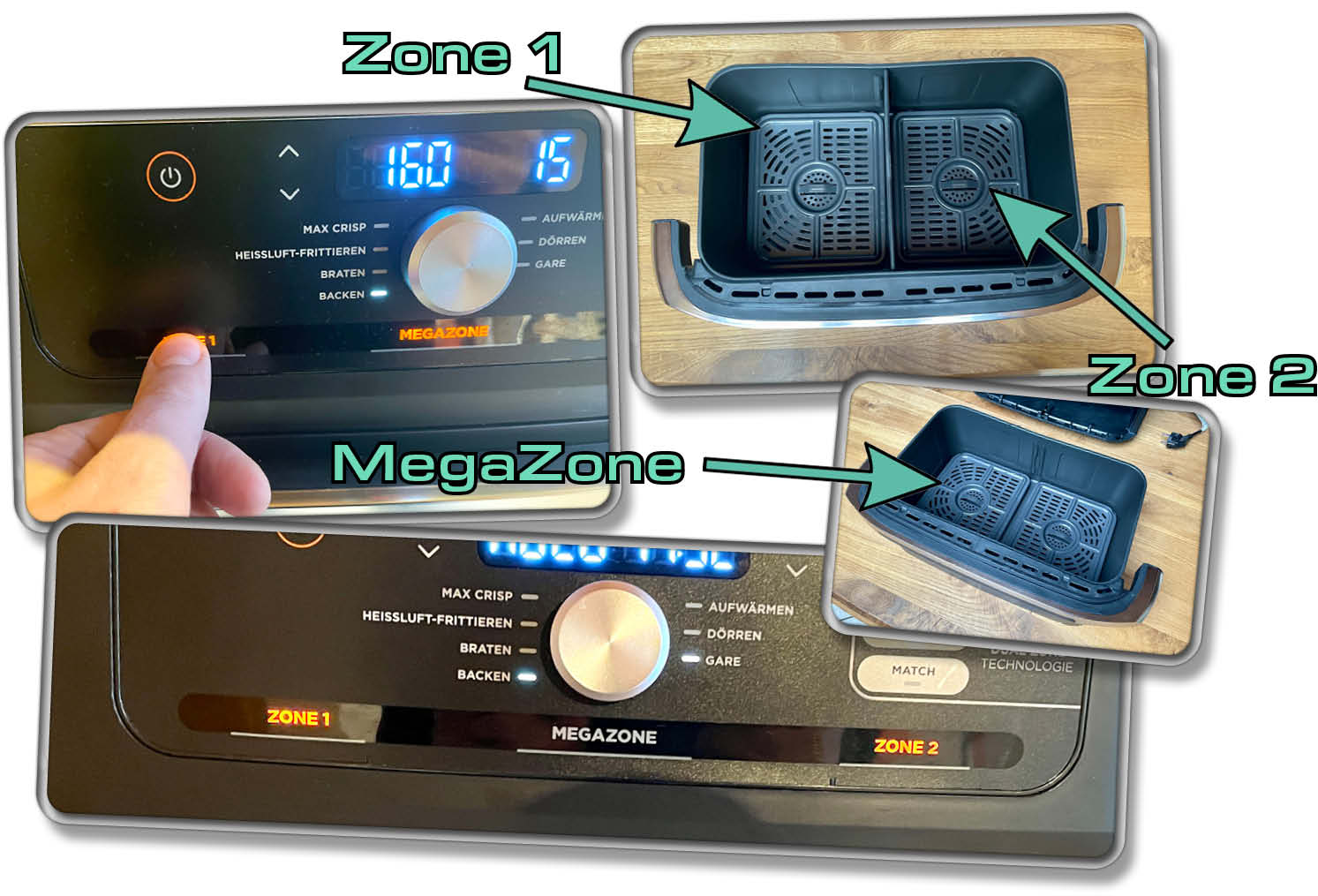 Vor dem Kochen muss man die gewünschte Zone aussuchen