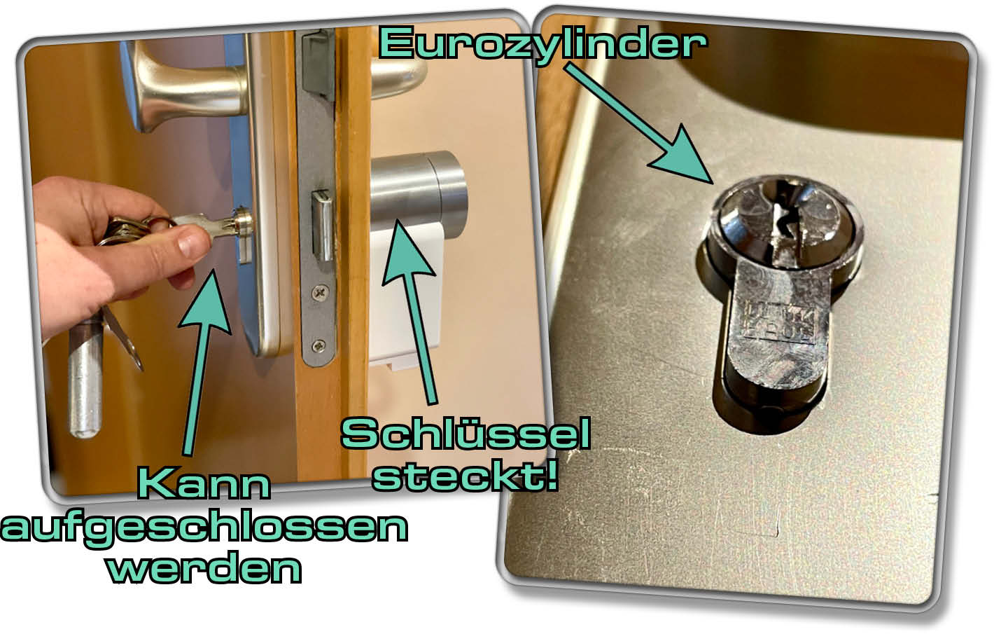 Vor der Montage sollte darauf geachtet werden, dass ein Schließzylinder mit Not- und Gefahrenfunktion installiert ist.