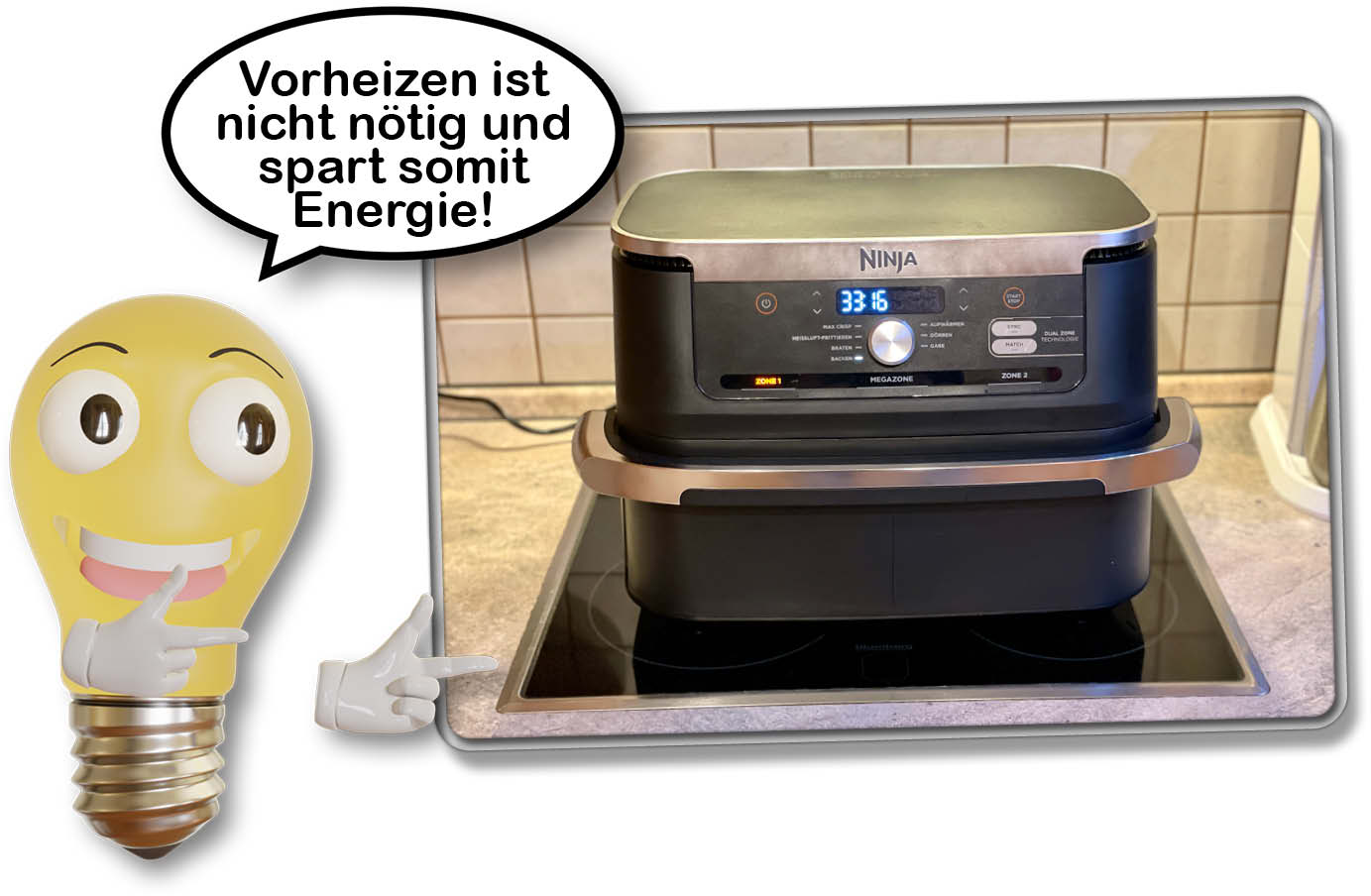 Wer die Fritteuse Vorheizen möchte, der kann die Zeit auf drei Minuten länger stellen.