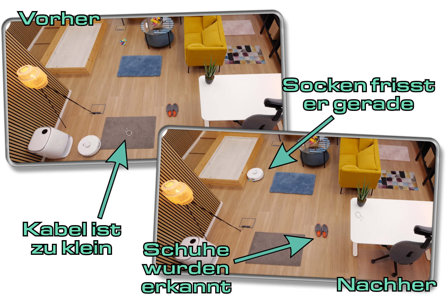 Zu klein dürfen Hindernisse nicht sein, sonst frisst er sie während der Fahrt