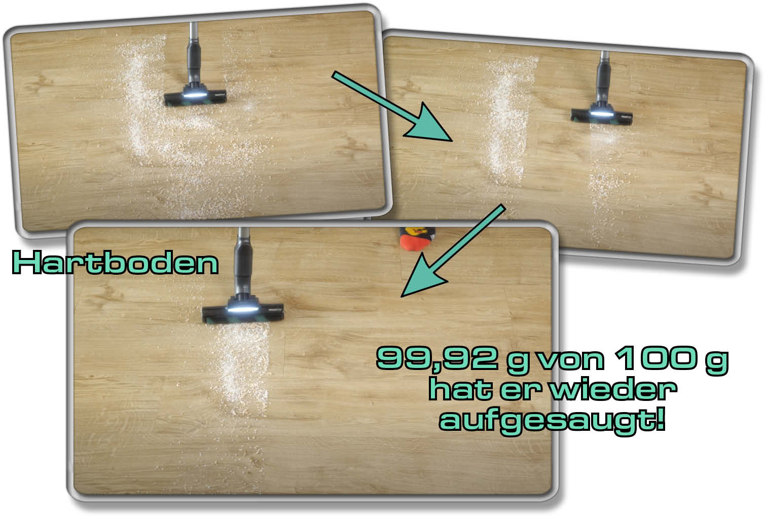 AEG ULTIMATE 7000 - Die gemessene Saugleistung auf Hartboden