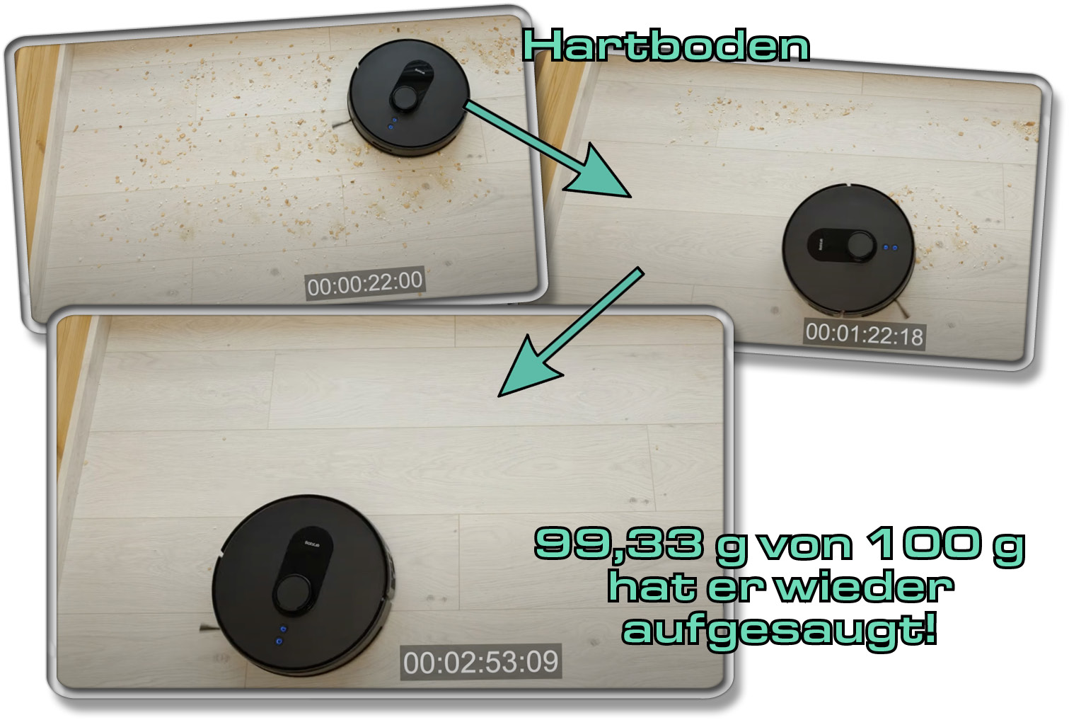 Botslab by 360 S8 Plus - Die gemessene Saugleistung auf Hartboden