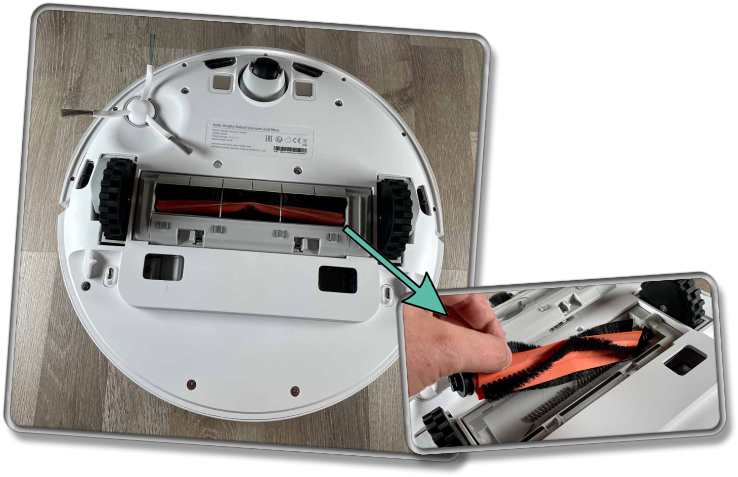 Das alles befindet sich auf der Unterseite des Saugroboters