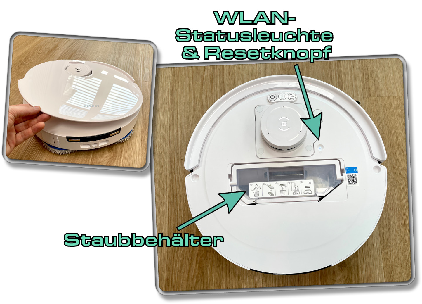 Das befindet sich unter der Haube des ECOVACS DEEBOT T30 PRO OMNI. Ein ungewohntes Bild