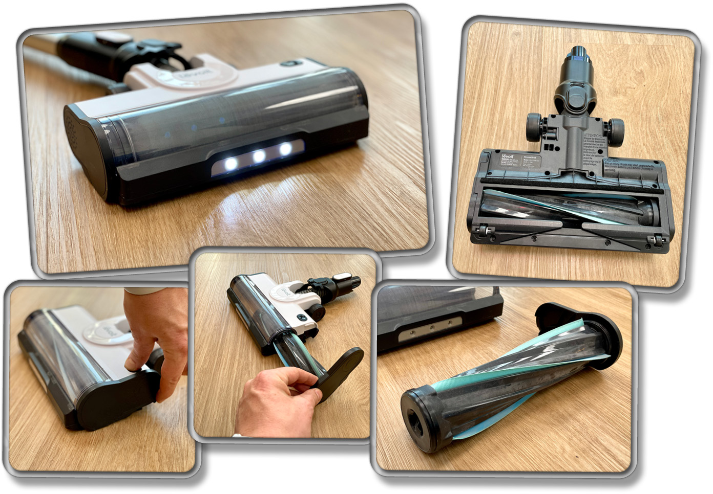 Das ist die Bodendüse und die verbaute Gummilamellenbürste des Levoit LVAC-200