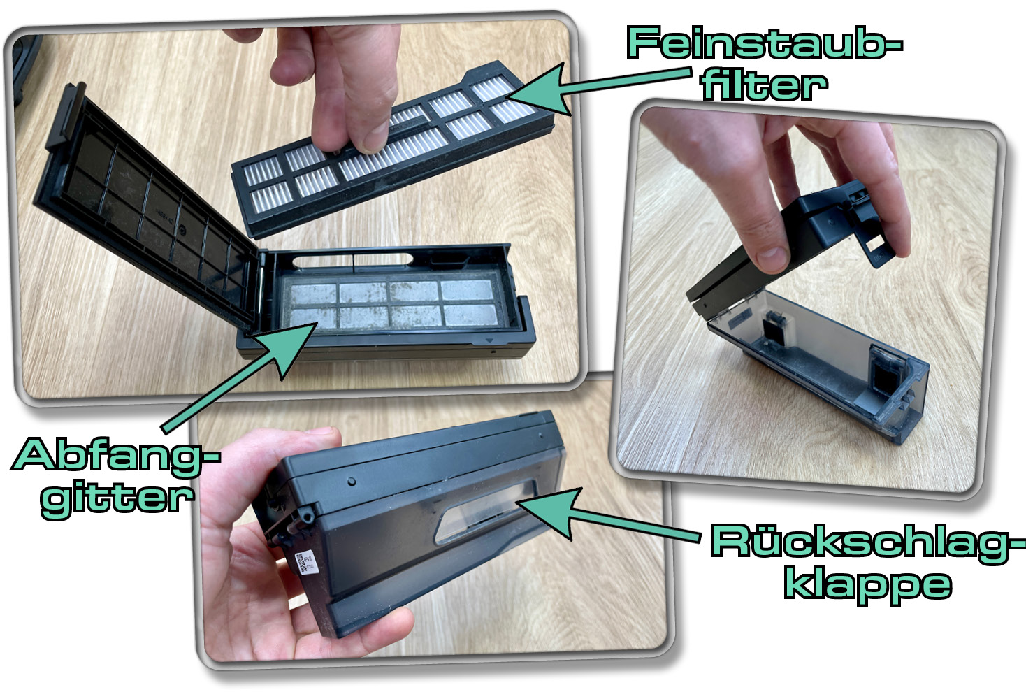 Der Staubbehälter des eufy X10 Pro Omni bleibt meistens im Roboter, da die Station ihn entleert