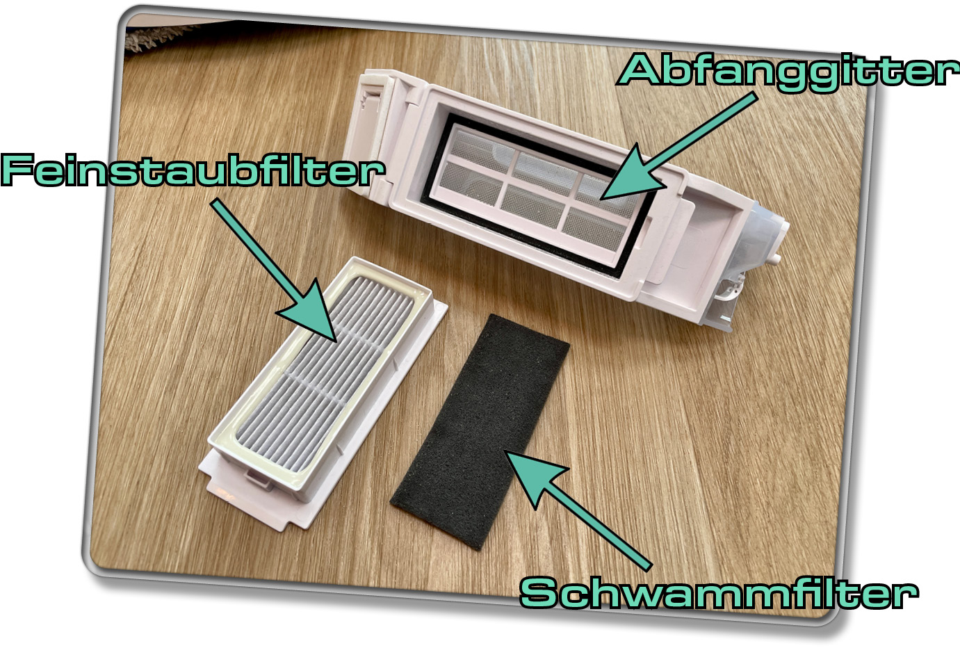 Der Staubbehälter verfügt über ein 3-Filter-System