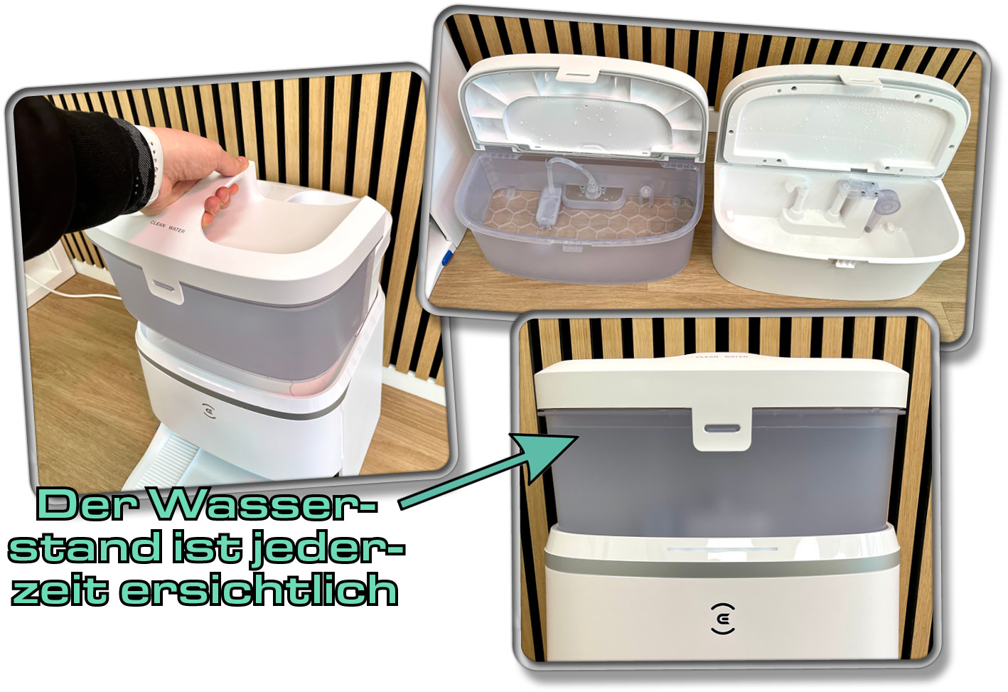 Der Wasserstand des Frischwassertanks ist jederzeit ersichtlich