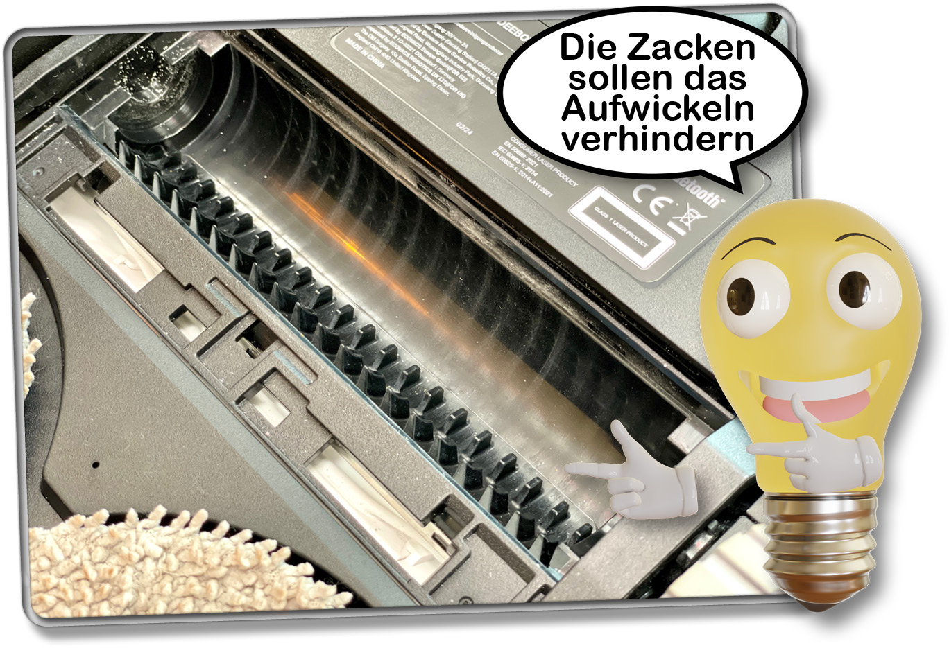 Die Antihaaraufwicklung erkennt man durch die verbauten Zacken in der Bürstenaufhängung