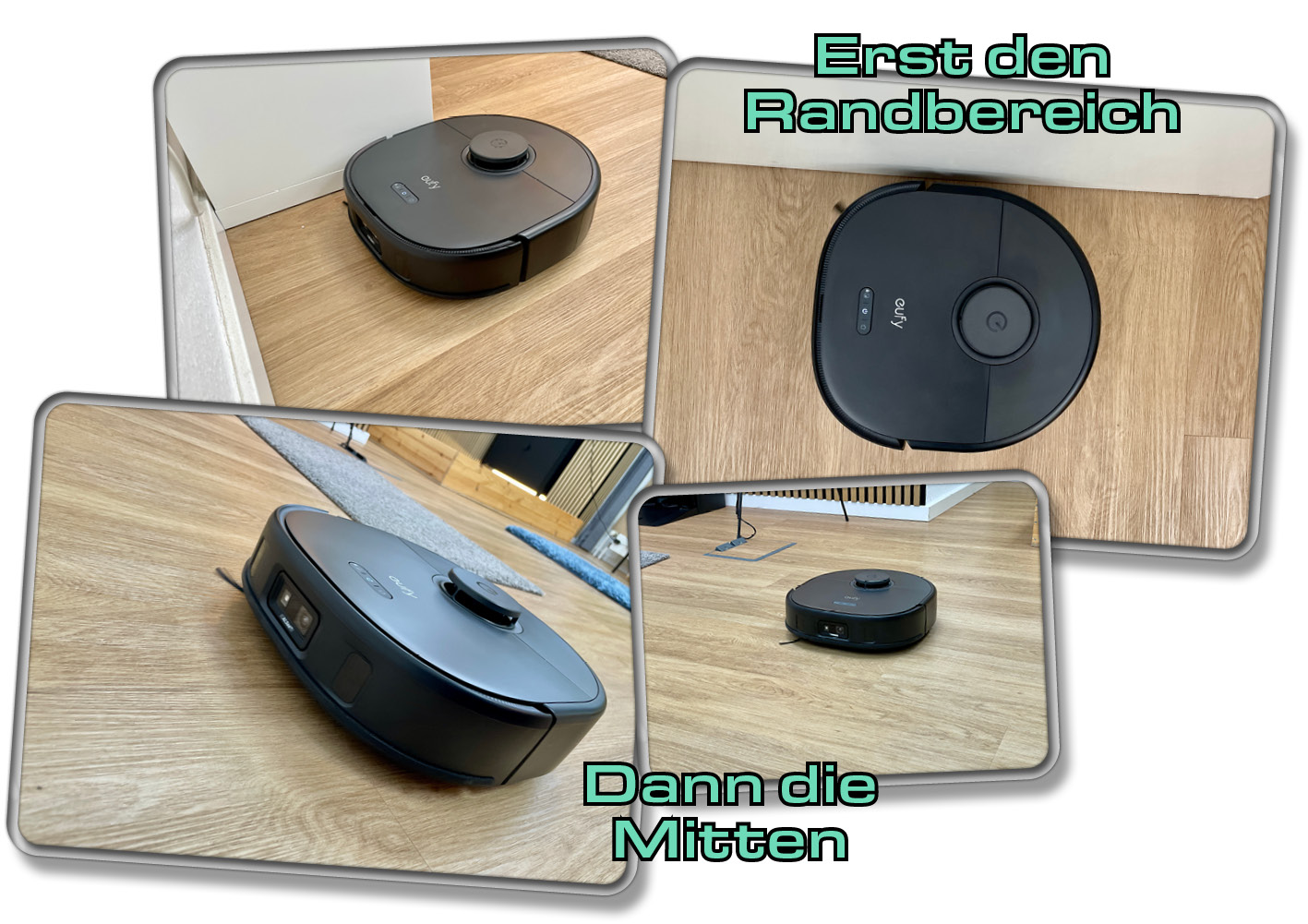 Die Navigation startet mit der Reinigung des Randbereichs und geht dann in die Reinigung der Mitten über