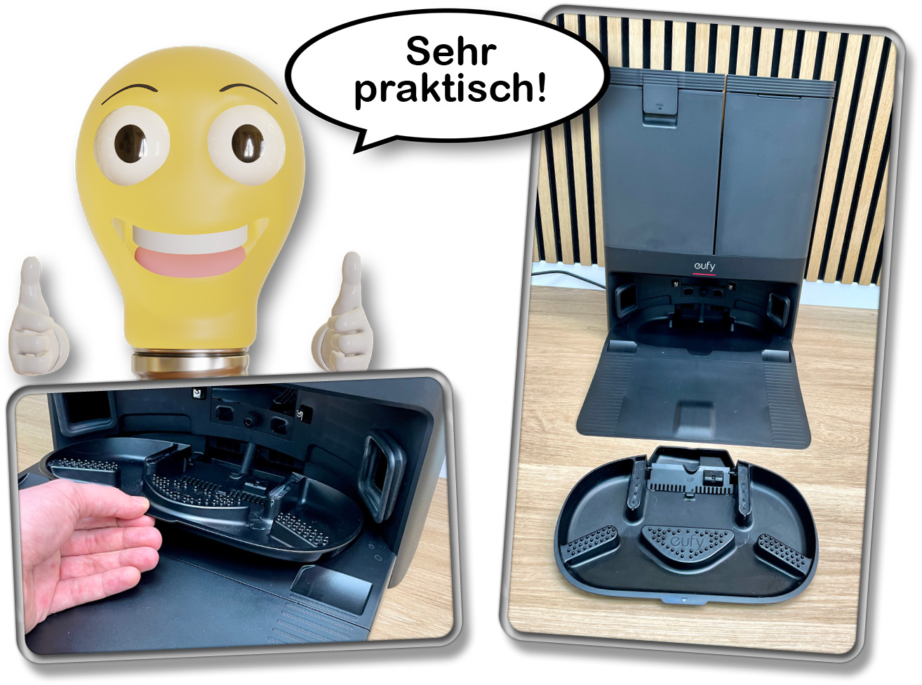 Die Waschschale lässt sich für die manuelle Reinigung ganz einfach aus der Station entnehmen