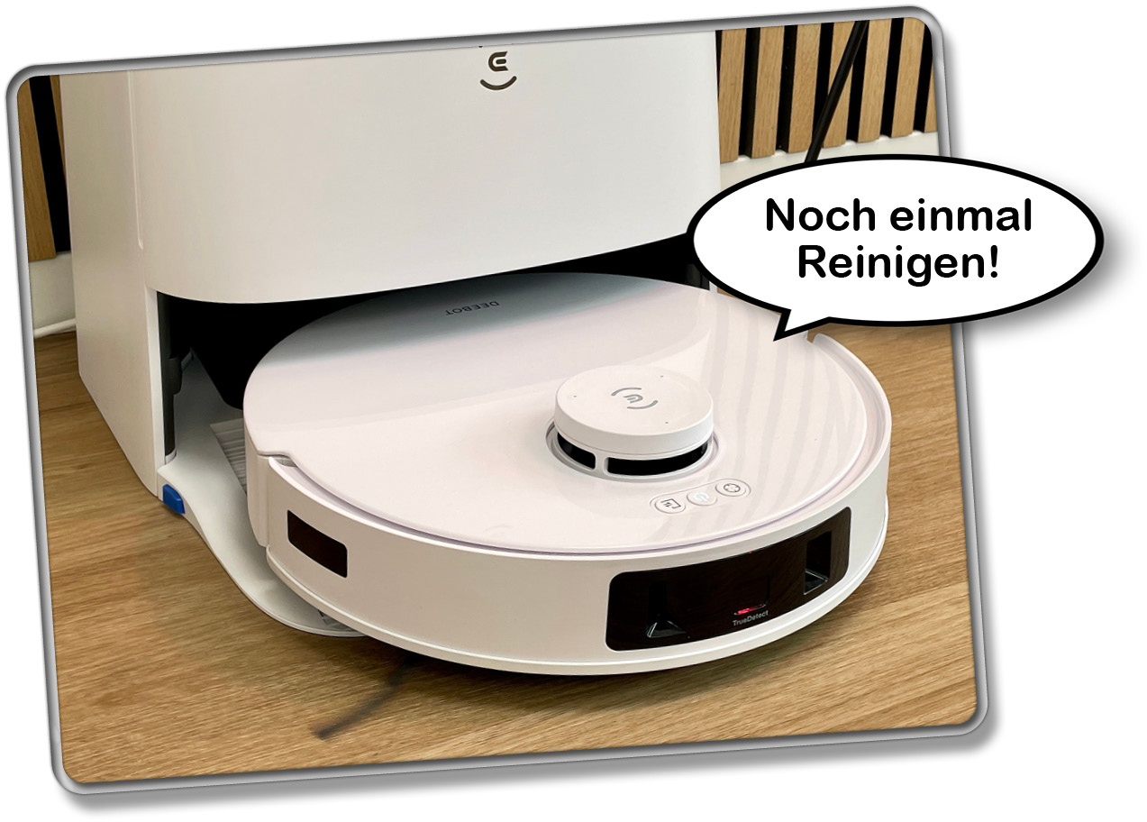 Die intelligente Schmutzerkennung schickt den ECOVACS DEEBOT T30 PRO OMNI auf eine zweite Reinigungsfahrt