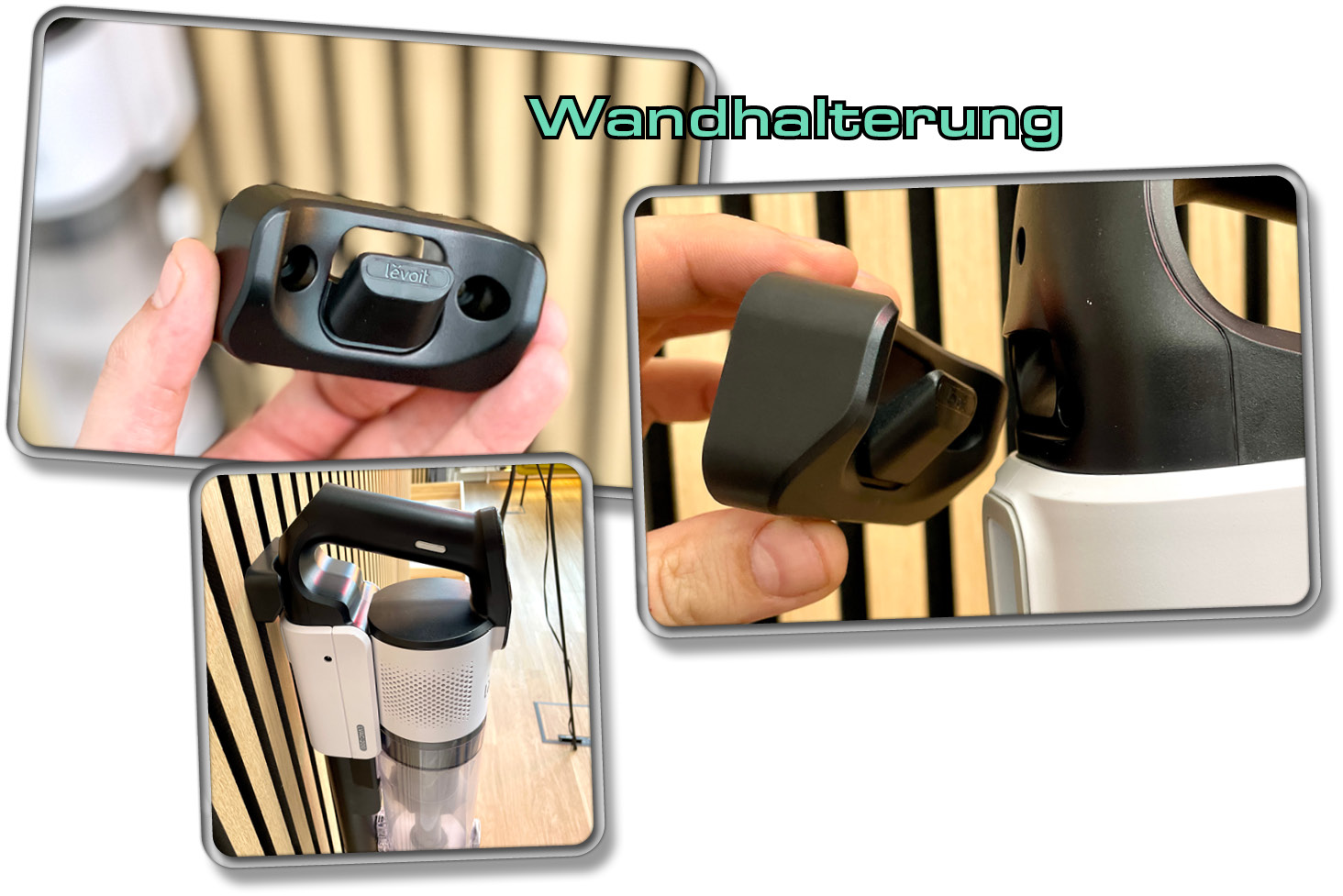 Im Lieferumfang des Levoit Akkustaubsauger liegt auch eine ganz einfache Wandhalterung bei