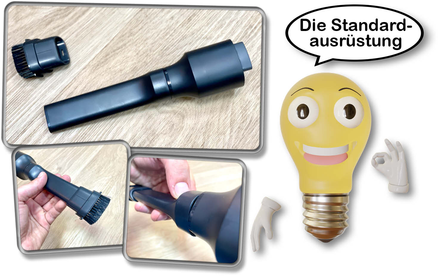 Im Lieferumfang liegt standardmäßig eine Fugendüse mit Möbelpinsel