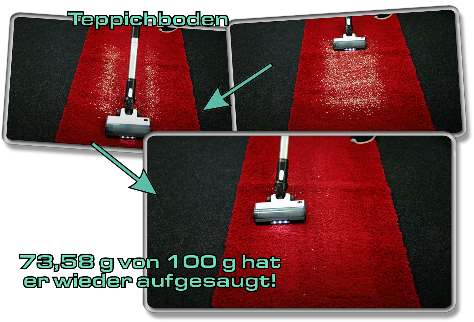 Levoit LVAC-200 - Die gemessene Saugleistung auf Teppichboden