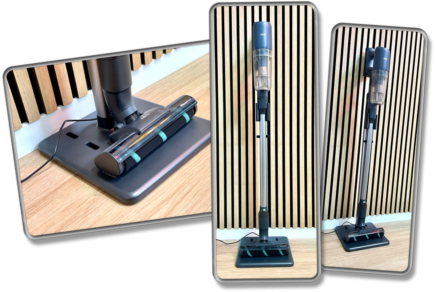 Unsere Testversion des AEG ULTIMATE 7000 hat eine stehende Ladestation dabei gehabt