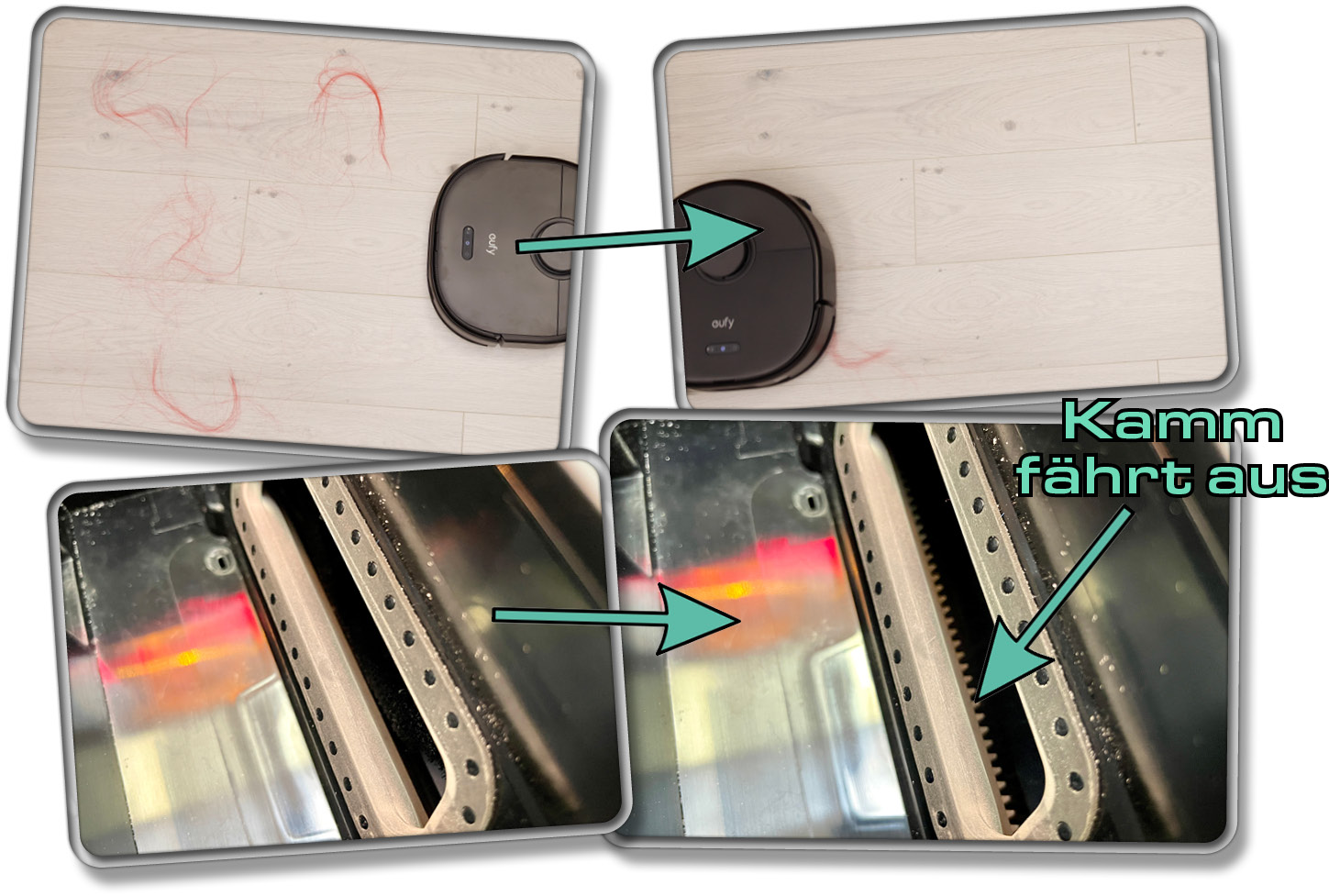 Wir haben getestet, wie viele Haare sich um die Rolle des eufy X10 Pro Omni wickeln