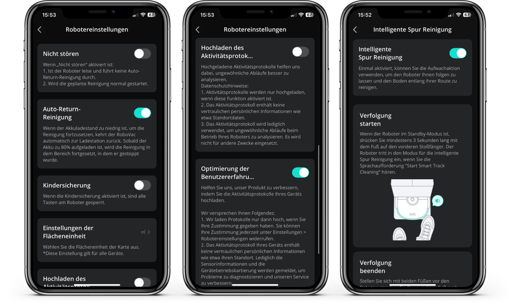 eufy X10 Pro Omni - App - Robotereinstellungen
