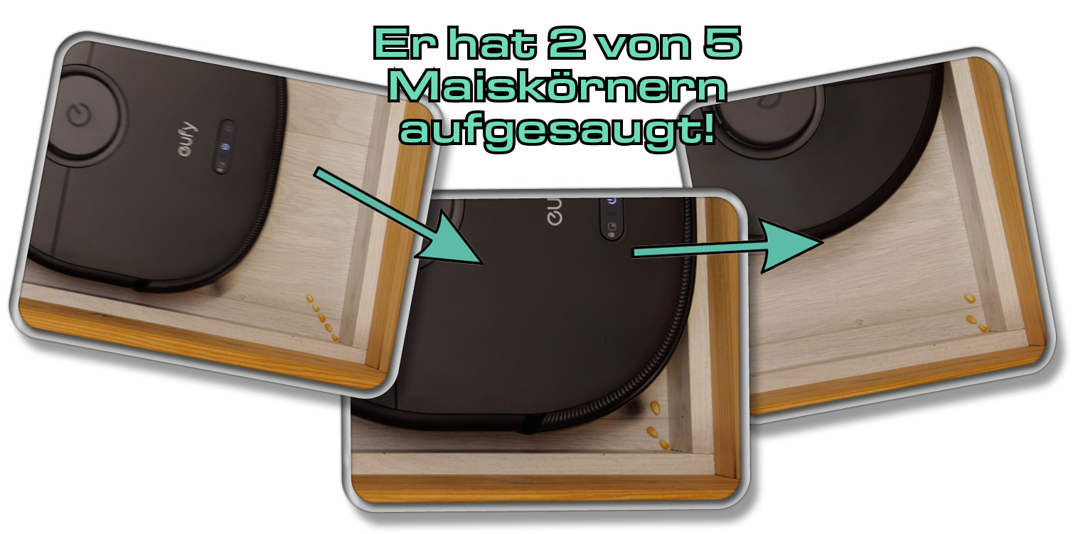 eufy X10 Pro Omni - Die gemessene Rand- und Eckenreinigung