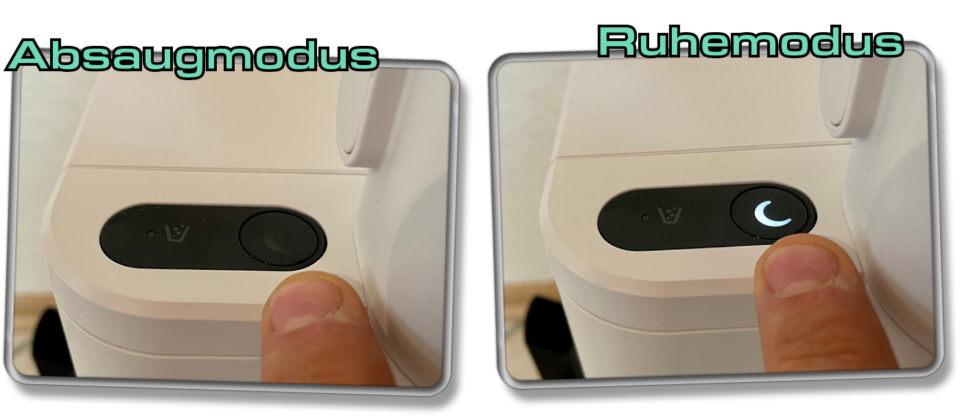 Auf der Station befindet sich eine Taste, die die Absaugstation in den Ruhemodus versetzt