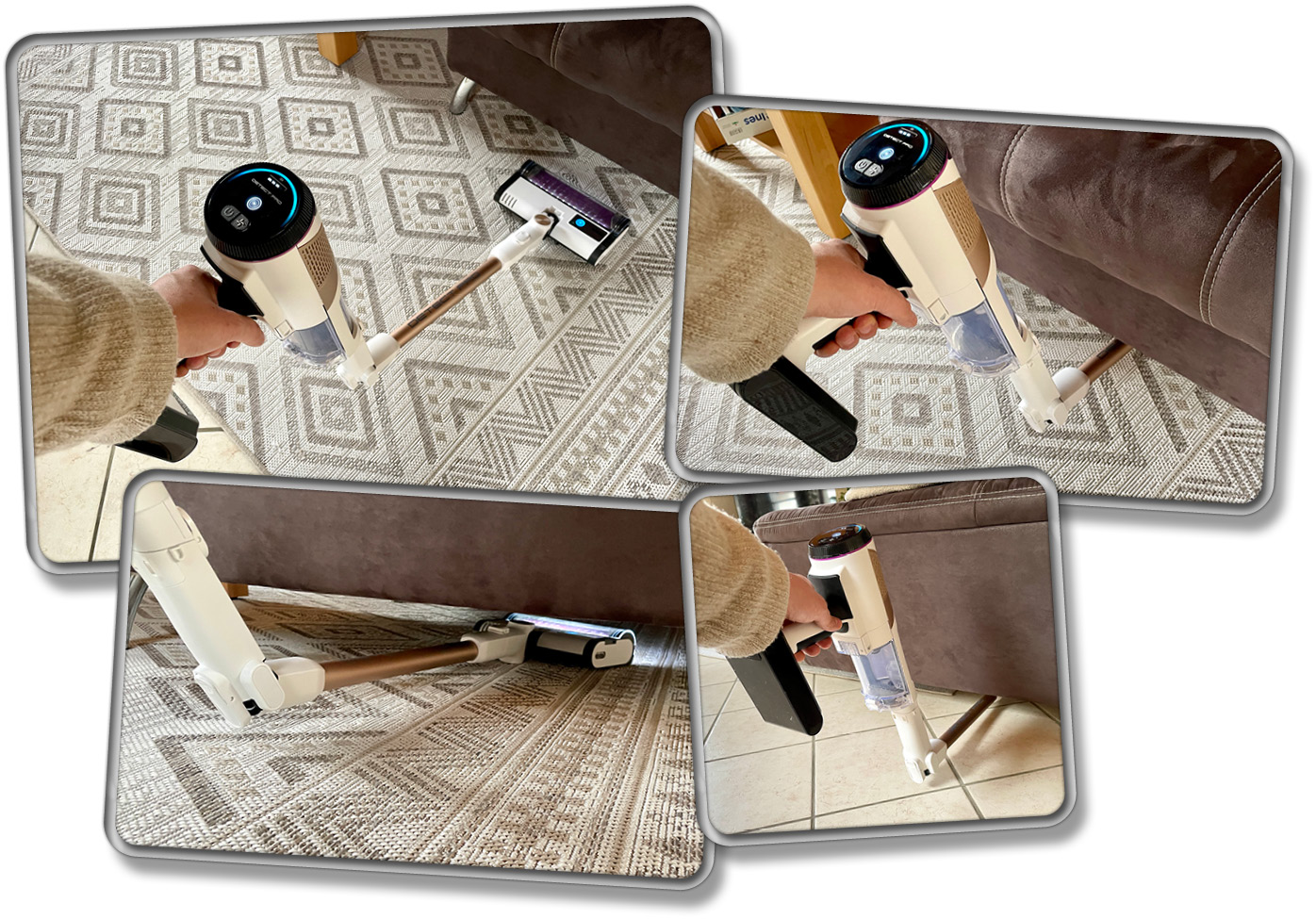 Dank dem Knickgelenk, kommt der Shark Detect Pro auch unter tiefe Möbel