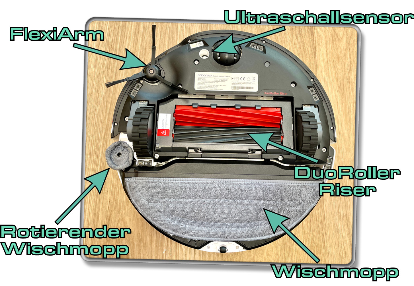 Das alles befindet sich auf der Unterseite des Roborock S8 MaxV Ultra