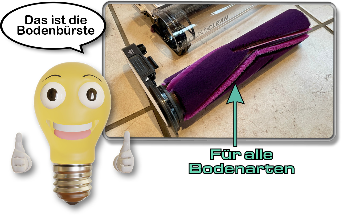 Das ist die Bodenbürste, die für alle Bodentypen geeignet sein soll