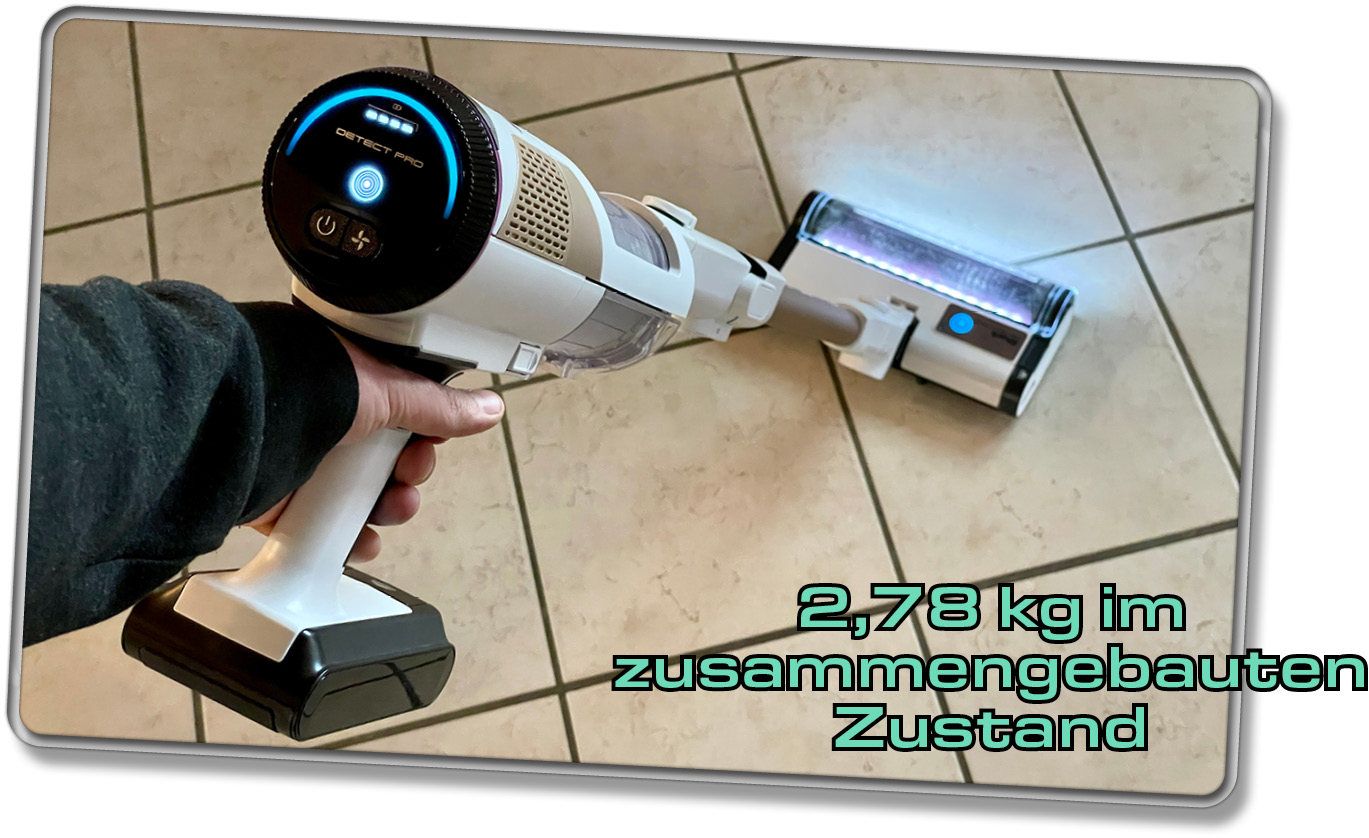 Der Shark Detect Pro ist zusammengebaut gerade einmal 2,78 kg schwer