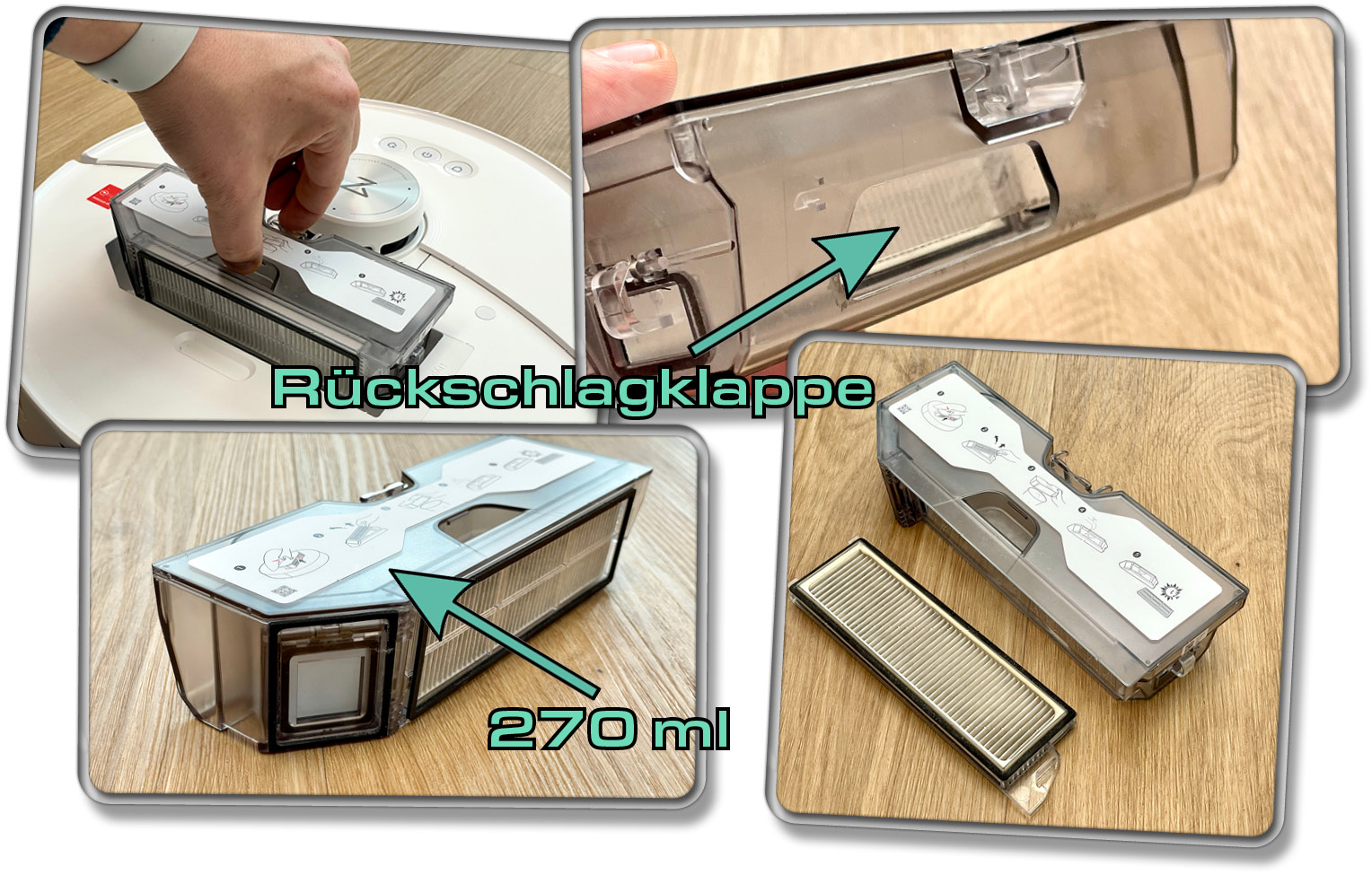 Der Staubbehälter des Roborock S8 MaxV Ultra ist überaus klein gehalten